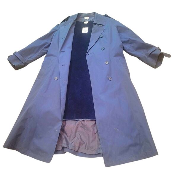 Vintage Navy Women’s Raincoat, 14R, Double-Breasted w/ Belt & Removable Liner - Picture 1 of 6